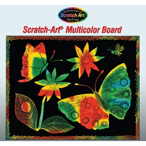 Multicolor Scratch-Art Paper, 12 sheets, stick included