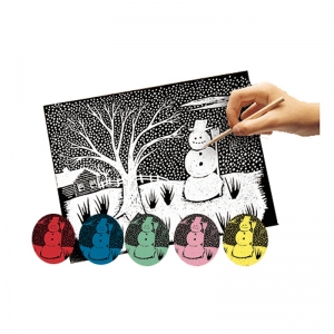 Solid Color Scratch-Art Paper, 12 sheets with stick