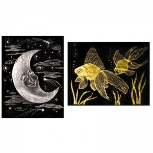 Gold & Silver Scratch-Art Foil Drawing Paper, 10 Sheets & Stylus