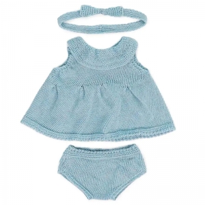 Clothes for 15" Dolls, Knitted Outfit Dress & Headband