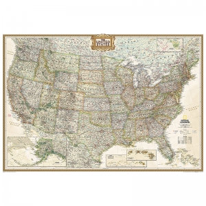 United States Executive Map, Enlarged and Laminated, 69.25" x 48"