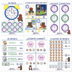 Time & Money Bulletin Board Charts, Set of 6, Spanish Edition