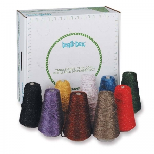 GLITTER YARN DISPENSER ASST COLORS 4-PLY 9 CONES