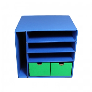 Management Center, 4 Slots, Blue & 2 Drawers, Green, 12-3/8"H x 13-1/2"W x 12-3/8"D