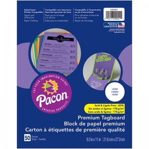 Premium Tagboard, Violet, 8-1/2" x 11", 50 Sheets