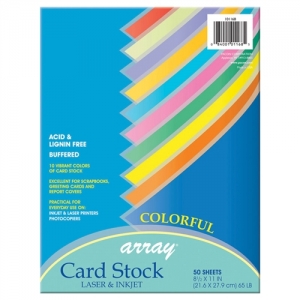 Colorful Card Stock, 10 Assorted Colors, 8-1/2" x 11", 50 Sheets Per Pack, 3 Packs