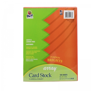 Card Stock, 65 lb., Pumpkin, 100 Sheets Per Pack, 2 Packs