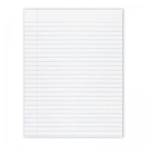 Composition Paper, White, Red Margin, 3/8" Ruled 8" x 10-1/2", 500 Sheets Per Pack, 2 Packs