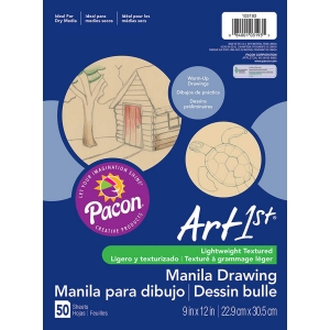 Drawing Paper, Manila, Medium Weight, 9" x 12", 500 Sheets Per Pack, 2 Packs