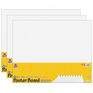 Poster Board, White, 22" x 28", 10 Sheets Per Pack, 3 Packs