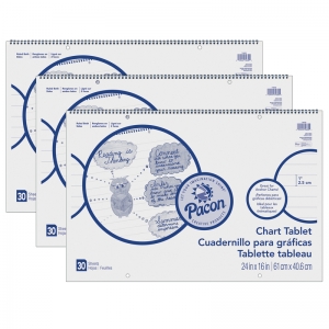 (3 Ea) Chart Tablet 1in Rule 24x16 