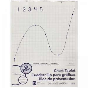 Pacon Grid Ruled Chart Tablet, Spiral Bound, 24 X 32, 25 Sheets