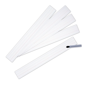 Zaner-Bloser Sentence Strips, White, 1-1/2 in x 3/4 in x 3/4 in ruled 3" x 24", 100 Strips Per Pack, 3 Packs