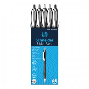 Slider Rave XB Retractable Ballpoint Pens, White-Black Barrel/Blue Ink, Box of 5