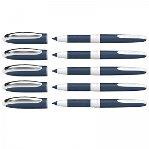One Change Refillable Rollerball Pens, 0.6 mm, Black, Pack of 5