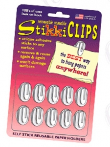 StikkiCLIPS Adhesive Clips, White, 30 Per Pack, 3 Packs