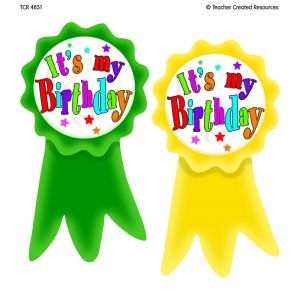 Birthday Ribbons Wear 'Em Badges, Pack of 16