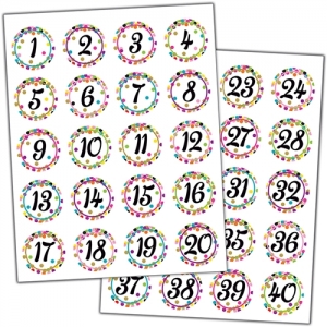 Confetti Numbers Stickers, 120 Per Pack, 6 Packs