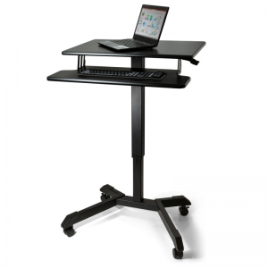 High Rise Mobile Adjustable Standing Desk with Keyboard Tray