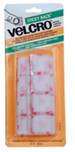 Sticky Back Square Fasteners, 7/8", White, 12 Per Pack, 6 Packs