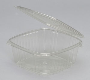 64oz Deli Container Clear Hinged 8-1/16"x8"x3-1/4" APET