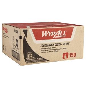 WypAll X80 Foodserv. Towel 1/4 Fold White / Blue Stripe 12" x 23.4"