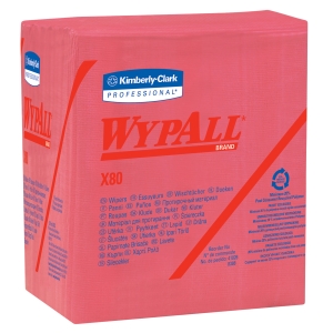 WYPALL X80 1/4 Fold Wipers Red 12.5" x 12"