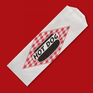 Conventional Hot Dog Dry Wax Bag 3" x 2" x 8 3/4"  Printed
