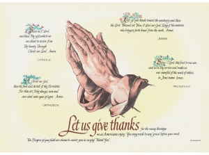 Four Faiths Praying Hands Placemat 10" X 14"