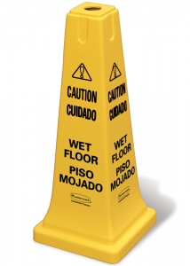 "Caution Wet Floor" Safety Cone Yellow, 25", 4 Sided Multi-lingual