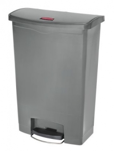 Slim Jim Step-On Resin Container Gray, 24 Gallon, Front Step