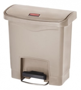 Slim Jim Step-On Resin Container White, 8 Gallon, Front Step