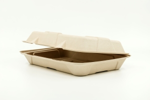 Hinged Container Molded Fiber 13" x 9", Natural color, PFA free