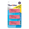 Pink Pearl Eraser, For Pencil Marks, Rectangular Block, Medium, Pink, 3/Pack