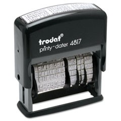 Printy Economy 12-Message Date Stamp, Self-Inking, 2" x 0.38", Black