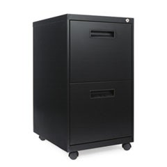 File Pedestal, Left or Right, 2 Legal/Letter-Size File Drawers, Black, 14.96" x 19.29" x 27.75"