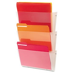 Unbreakable DocuPocket Wall File, 3 Sections, Letter Size, 14.5" x 3" x 6.5", Clear, 3/Pack