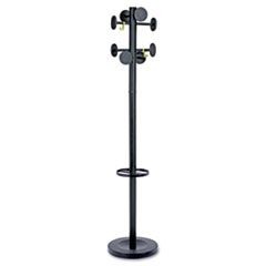 Stan3 Steel Coat Rack, Stand Alone Rack, Eight Knobs, 15w x 15d x 69.3h, Black