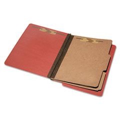 7530015907104, SKILCRAFT End Tab Classification Folders, Expands 2",2 Dividers, 6 Fasteners, Letter Size, Earth Red, 10/Box