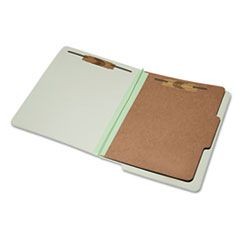7530015907106, SKILCRAFT End Tab Classification Folders, Expands 2", 1 Divider, 4 Fasteners, Letter Size, Light Green, 10/Box