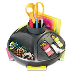 Rotary Self-Stick Notes Dispenser, Plastic, Rotary, 10" diameter x 6h, Black