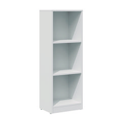 Three-Shelf Narrow-Footprint Bookcase, 15.75" x 11.42" x 44.33", White