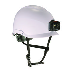 Skullerz 8976LED Class E Safety Helmet with LED Light, 6-Point Rachet Suspension, White