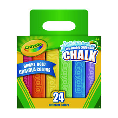 Washable Sidewalk Chalk, Tropical Colors, 4.25" x 0.75 Diameter, Assorted, 24 Sticks/Set