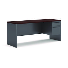 38000 Series Right Pedestal Credenza, 72w x 24d x 29.5h, Mahogany/Charcoal