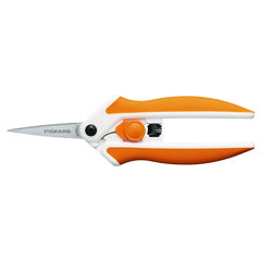 Micro-Tip Easy Action Scissors, 6.1" Long, 1.75 Cut Length, Orange/White Handle