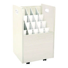 20-Slot Mobile Rolling Wood Blueprint Storage Cabinet Roll File Large Document Organizer, 15.25 x 13.25 x 24.75, White