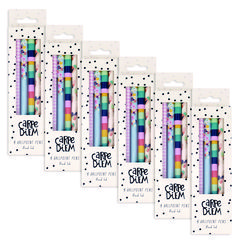 Carpe Diem Ballpoint Pen, Stick, Medium 0.7 mm, Black Ink, Assorted Ditzy Floral Collection, 4 Pens/Pack, 6 Packs/Box