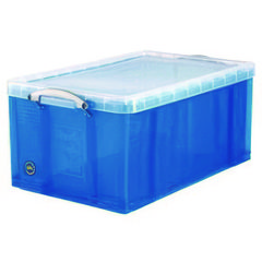 Snap-Lid Storage Bin, 16.9 gal, 17.31" x 28" x 12.25", Transparent Blue