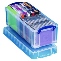 Snap-Lid CD/DVD Storage Bin, 1.72 gal, 7.13" x 17.25" x 6.25", Clear/Blue